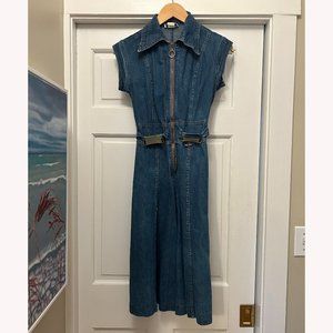 Vintage Bonjour Paris Jean Jumpsuit, XS